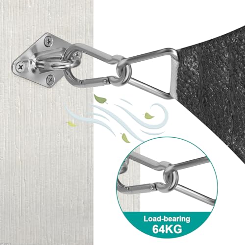 HYASIA Sun Shade Sail Hardware Kit 8 Inch for Rectangle & Triangle Shade Sail Install, Stainless Steel ShadeSail Fixing Accessories for Outdoor Patio Canopy Garden, Heavy Duty Awning Attachment 40 Set - color: Silver, size: M8-40PCS