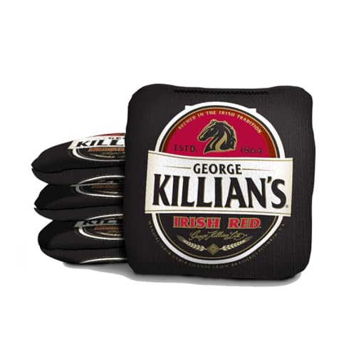 Slick Woody's Official Brand Beer + American Flag Cornhole Bags – Resin-Filled Tournament Performance with Dual Sided Professional Use Fabric- Set of 4 - color: Killian's Black