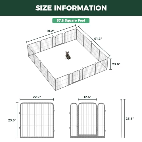 FXW Aster Dog Playpen Designed for Yard, 24inch 16 Panels - size: 24"H & 16 Panels