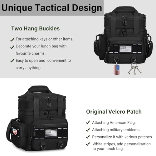 TENKIST Expandable Tactical Lunch Box, Large Insulated Lunch Cooler Bag Heavy Duty Leakproof Lunch Pail for Men Adults Work Office Outdoor Picnic Trips,16L,Black - color: A-Black, size: 16L