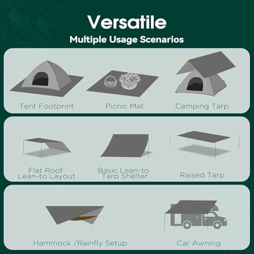 Tent Footprints Outdoor Camping Tent Floor Mat Moisture Proof Ground Sheet 210D Oxford Cloth Ultralight Waterproof Wear-Resistant Multi-Purpose Shading Trap with Tent Stakes - size: 300*300cm (9.84*9.84 FT)