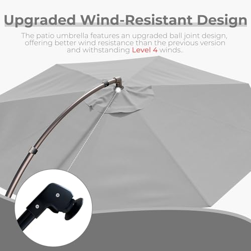 Grand patio 12FT Outdoor Offset Umbrella Large Round Aluminum Cantilever Umbrella with Base for Garden Deck Poolside (Gray, 12 FT) - color: Gray, size: 12 FT