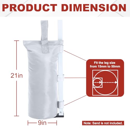 ABCCANOPY Canopy Weights Set of 4-150LBS Sand Bags for Pop up Tent, Weight Bags for Outdoor Gazebo, Trampoline, Pergola, White (Without Sand) - color: White, size: 150lbs