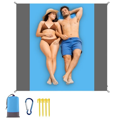 Waterproof Outdoor Mat Sandproof Blanket Lightweight Camping Ground Cover for Family Travel Relaxing Picnic Use 1 Pcs(Blue) - color: Blue