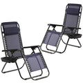 Zero Gravity Chair Patio Lounge Chairs Lounge Patio Chairs 2 Pack Adjustable Reliners for Pool Yard with Cup Holder - color: Blue