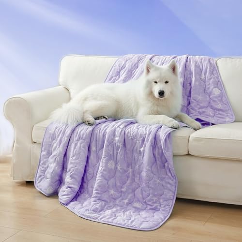 NWK Dog Cooling Blanket, Q-Max>0.345, Ice Silk Cool to Touch Material, Bed Cover, Furniture Protector Couch Sofa for Summer, Anxiety Relief-Machine Washable (Lavender,40'' X 60'') - color: Lavender, size: 40*60