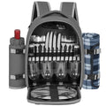 Picnic Backpack for 4 Persons with Insulated Leakproof Cooler Compartment, Cutlery Sets, Wine Holder, Fleece Blanket, Wedding Gifts for Couples, Perfect for Beach, Camping, Hiking, Grey - color: Gray
