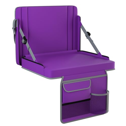 Stadium Seats with Back Support 1PACK Adjustable Bleacher Chairs with Back and Cushion Bleacher Seat with Cup Holder, Carry Handle & Shoulder Strap for Outdoor Sports Events, Picnics - color: Purple-1pc-large