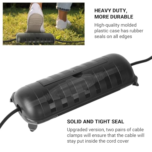 CALPALMY (4-Pack) X-Large Outdoor Extension Cord Plug Protector, Weatherproof Extension Cord Connection Box Safety Cover for Outdoor Holiday String Lights, Plug, Socket and Wires, Black - color: Black, size: X-Large (Standard)