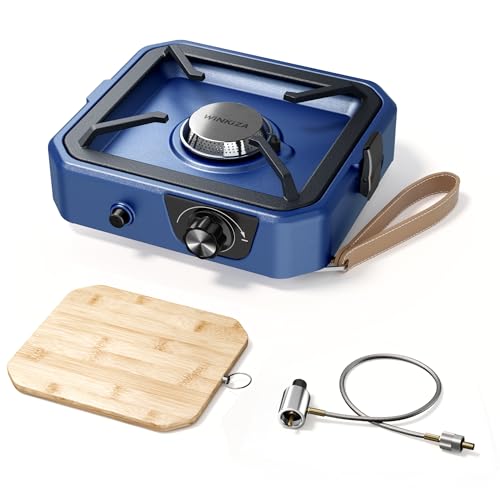 304 Stainless 2 Burner Propane Camping Stove with Griddle,Portable Floding Propane Camp Stoves with 24000BTU,Compatible with Grill Pan,Kettles & Cookware