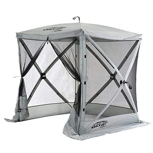 CLAM Quick-Set Pop Up Screen Tent, Traveler, 6 x 6 ft, Instant Setup Gray Portable Outdoor Shelter, Compact Bug-Free Canopy Tent for Camping, Fishing, Backyard - Gray - color: Gray - w/ Wind Panel Flaps