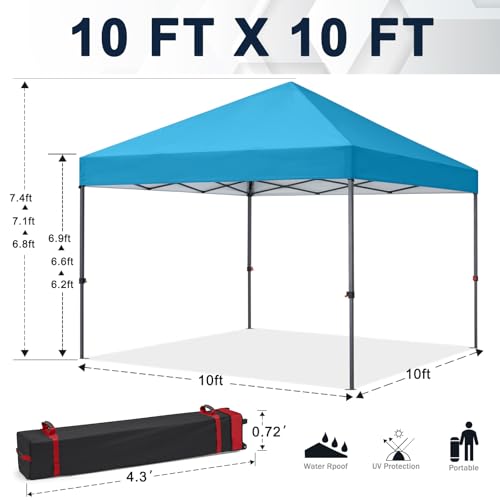 COOSHADE Durable Easy Pop Up Canopy Tent 10x10Ft, Sky Blue - color: Sky Blue, size: 10x10Ft