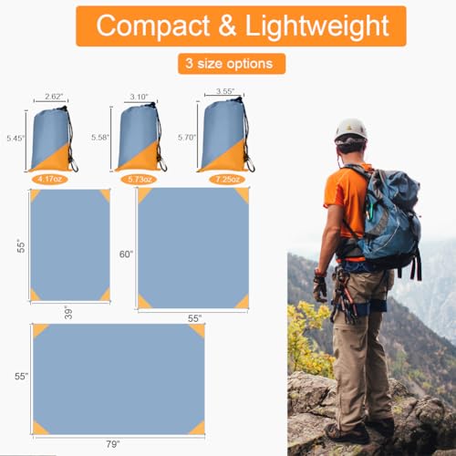 Orga'Neat Pocket Picnic Blanket, Beach Mat Waterproof Sandproof, Compact Lightweight Small Tarp for Camping, Hiking, Backpacking, Festival, Travel, Foldable in Bags (Grey/Orange, 55"x79") - color: Grey/Orange, size: 55"x79"