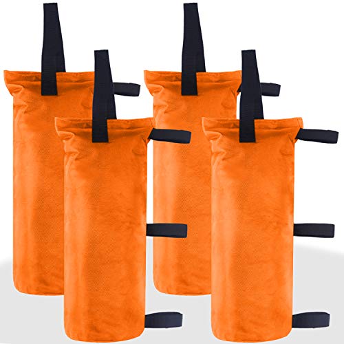 ABCCANOPY Canopy Weights Set of 4-120LBS Sand Bags for Pop up Tent, Weight Bags for Outdoor Gazebo, Trampoline, Pergola, Orange (Without Sand) - color: Orange, size: 120lbs