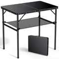 Anbte 3ft Camping Table Foldable with Storage Net, 3 Heights Max 29.5" Aluminum Camping Table with Portable Handle, Lightweight, for Travel Outdoor Beach Picnic Patio Indoor, 36" x 24", Pure Black - size: 36"L x 24"W x 29.5H"