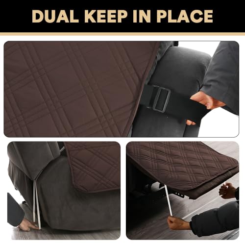 PrinceDeco Recliner Cover 100% Waterproof Couch Cover Sofa Cover for Living Room Water Resistant Furniture Protector with Elastic Straps for Pets Dog(Recliner28,Brown) - color: Brown, size: Recliner