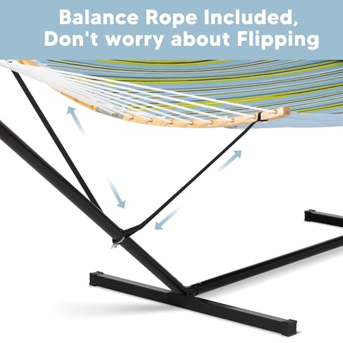 SUNCREAT Portable Outdoor Hammock with Stand Included, Double Hammock with Stand for Outside, Yellow Blue - color: Yellow Blue
