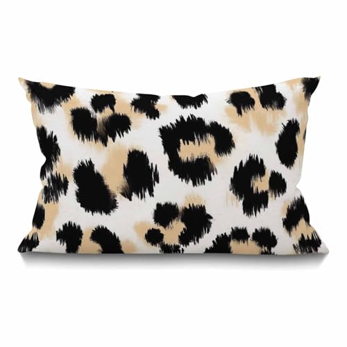 Smooffly Animal Leopard Print Waist Lumbar Cotton Linen Throw Pillow case Cushion Cover for Sofa Home Decorative Oblong 12x20 Inches - color: Swn02