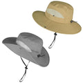 ZOORON Sun Hats for Men Women, Wide Brim Safari Hats UV Protection UPF50+ Waterproof Boonie Hats for Fishing Hiking Camping - color: 2pack-khaki+gray