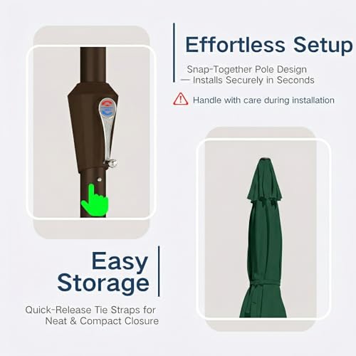 6.5' x 10' Rectangular Patio Umbrella Large Outdoor Market Umbrella w/UV Protection, Push Button Tilt and Crank Lift, Rectangle Table Umbrella for Garden, Deck, Pool, Patio, Forest Green - color: Forest Green