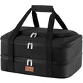 Lifewit Double Decker Casserole Carrier for Hot and Cold Food, Insulated Casserole Dish Carrier Carrying Case with Tool Room, Thermal Bag for Potluck Parties Cookouts Fits 9"×13" Baking Dish, Black - color: Black
