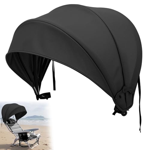 DaisyInner 1 Pcs Beach Chair Umbrella Canopy Extra Large Foldable Chair Sun Shade with Adjustable Clamp for Beach Camping Fishing Lounge Outdoor (Black) - color: Black