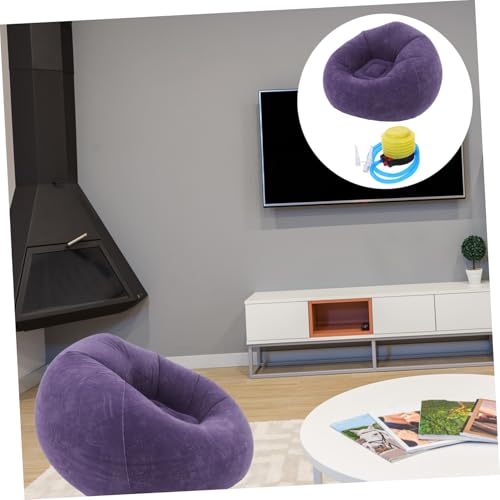 Healifty Folding Inflatable Air Sofa Chair with Soft Flocked Material Portable Single Bean Bag for Camping Travel Includes Air Pump
