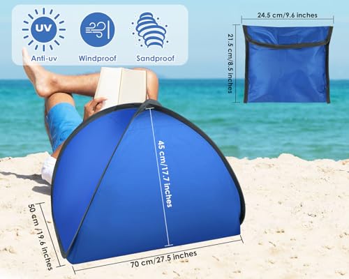 Mini Tent for Pets Small Dog Tent for Beach Portable Pop Up Sun Shade Shelter with Phone Compartment for Puppy and Large Cats Small Animals Sun Canopy for Camping and Outdoor - style: blue