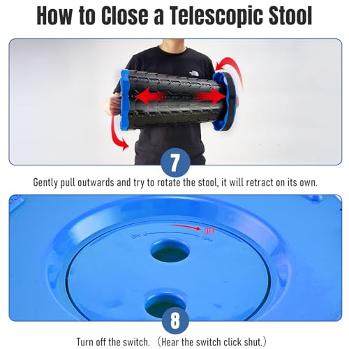 Doseno Upgraded Foldable Stool Thickened, Portable Collapsible Stool Retractable Stool for Fishing, Hiking Tours, BBQ, Parties, Outdoor Activities (Blue, 1pack) - color: Blue, size: 1pack