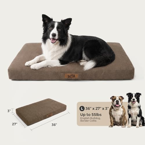 Sytopia 36-Inch Indestructible Waterproof Orthopedic Dog Bed, Chew Proof L for Giant and Extra Large Dogs, Supports Up to 60 lbs, for Indoor and Outdoor Use, Great Pet Gift for Crate, Brown - color: Brown, size: 36.0"L x 27.0"W x 3.0"Th