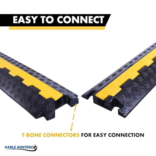 Kable Kontrol Atlas Heavy Duty Cable Protector Ramp - 1 Channel Bulk Wholesale Pallet - 20 Pcs - 39" Long Black & Yellow - 24,000 Lbs Capacity - Rubber Speed Bump Wire Protector Cord Cover - CP9896 - size: 1 Channel - 20 Units
