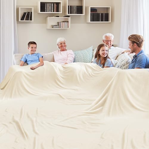 Edenleaf Big Oversized Soft Blanket, Giant Fleece Companion 120x120, California King Warm Blanket for Whole Family, Bed, Sofa, Couch, Travel, Camping 120x120 Cream - color: V-cream