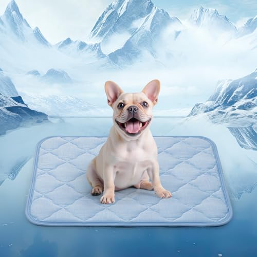 LOOBANI Dog Cooling Mat for Medium Dog/Cats - 28" x 22" Self-Pet Cooling Pad for Summer with Anti-Slip Bottom, Reusable Q-Max>0.5 Cool Mat for Dogs, Indoor & Outdoor Use, Couch, Bed, Kennels and Floor - color: Blue, size: Medium (28''x22'')