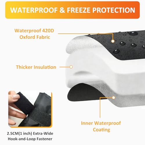 TUPI 2 Pack Outdoor Faucet Covers for Winter | Pro Freeze Protection | Waterproof Spigot Cover, Reusable Winter Insulated Faucet Pipe Protector for Outside Spigot, Hose bib, Water Tap, 8.5" H x6.1 W