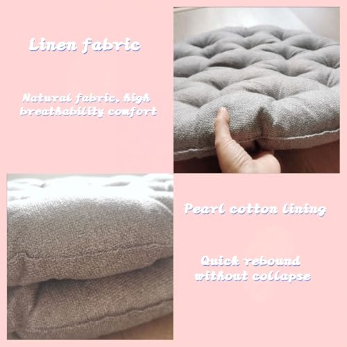 Large Linen Floor Cushions,Round Futon Pillows Japanese Style Tufted Floor Pillows Meditation Cushions for Seating On Pad for Yoga Sofa Balcony(Size:65x65cm(26x26inch),Color:Light Gray) - color: Light Gray, size: 65x65cm(26x26inch)