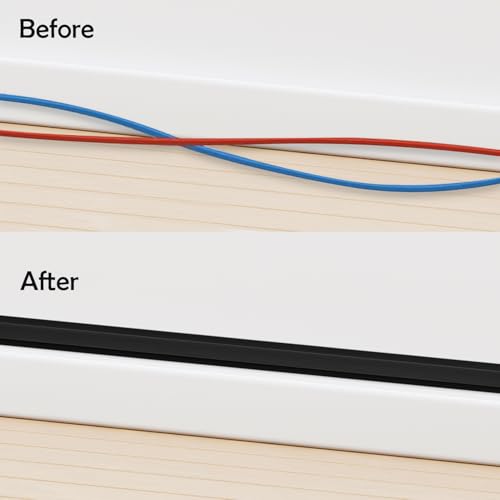 Rubber Bond TV Cord Hider Cable Protector - Strong Self Adhesive Wall Cord Cover Cable Hider - Low Profile Cable Management Wall Cord Concealer Cable Raceway - color: Black, size: 8 Feet, style: 1-2 Cords