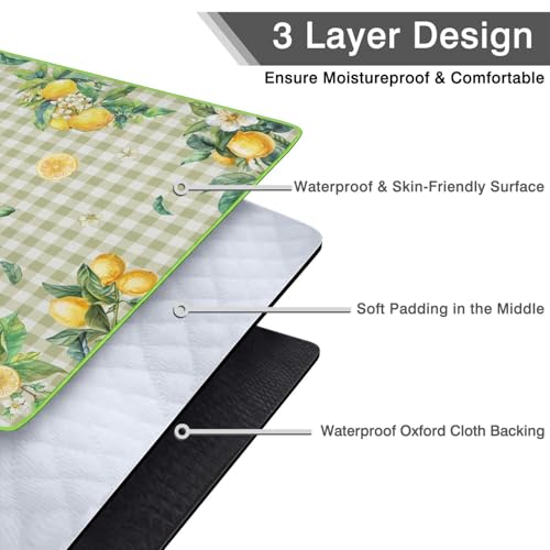 Supfitness Extra Large Picnic Blankets Waterproof Foldable (80"x 80") Boho Beach Blanket Waterproof Sandproof,3-Layer Thicking Mat Outdoor Packable Camping Blanket - color: Greenyellow, size: 6'8" x 6'8" (Square)