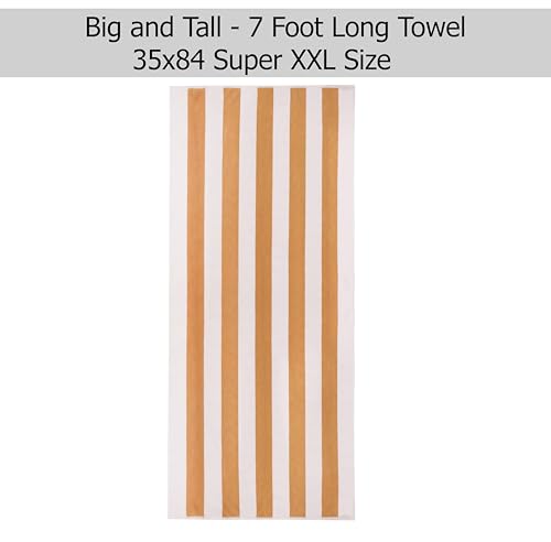 COTTON CRAFT Oversized Beach Towels - 2 Pack XXL 35x84 - The Big Kahuna 7 Foot Extra Large Beach Blanket Towel - Big & Tall - Huge 100% Cotton Velour Plush Soft Luxury Towel - Cabana Stripe Linen - color: Cabana Stripe - Linen, size: 2 Pack - 35x84
