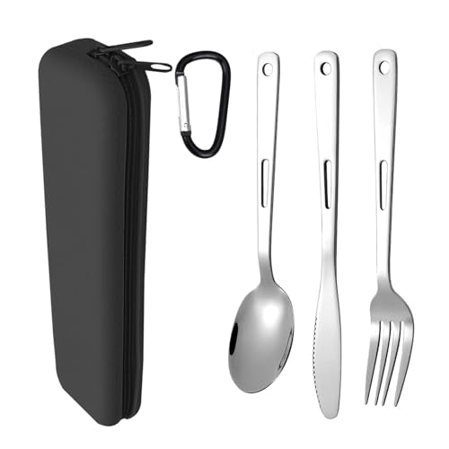 Travel Utensils Set with Silicone Case, Stainless Steel Silverware Set for Work Lunch Camping Picnic, Portable Cutlery Set on the Go, Easy to Clean (Black) - color: Black