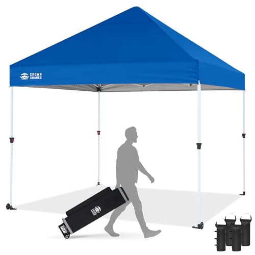 CROWN SHADES 10x10 Heavy Duty Canopy - Premium Pop Up Canopy Tent - Extra Sun Shade Protection with 400D Strength Oxford Fabric - Great for Trade Shows, Events, Tailgates & Commercial Use, Blue - color: Blue, size: 10x10