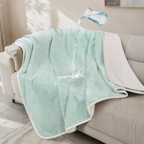 LOOBANI Waterproof Dog Blanket for Couch: Reversible Flannel Bed Blanket for Medium Large Dogs Liquid Proof, Soft Throw Blanket Couch Cover Protector for Sofa, Crate, Travel, Picnic, 50" x 60", Green - color: Green, size: 50" x 60"
