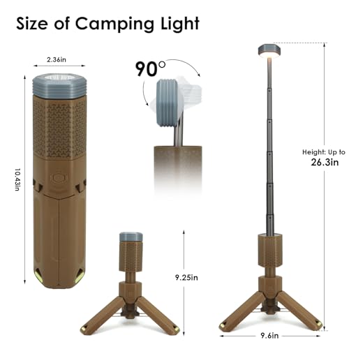 Telescopic Camping Lights,Portable Camping Lantern with Storage Bag,10500mAh Rechargeable Outdoor Adventure Emergency Light,Waterproof LED Work Lights with Magnetic (Khaki) - color: Khaki