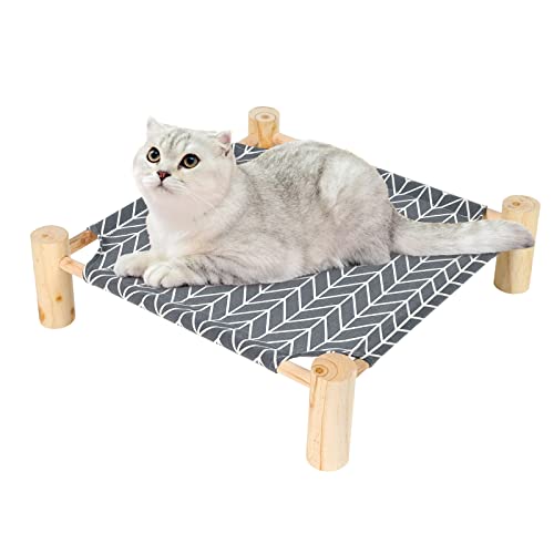 Patas Lague Cat and Dog Hammock Bed for Small Dogs, Brethable Wooden Cat Pet Rabbit Elevated Cooling Outdoor Bed Cots Furniture for Summer Arrow - color: Arrow