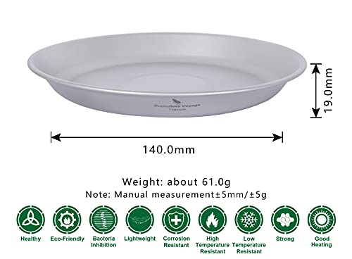 iBasingo Titanium Camping Plates with Mesh Bag - 174mm Ultralight Backpacking Dinnerware for Hiking, Survival Kit & Outdoor Cooking, 61g Ti1111T - color: Plate-Ti1111T