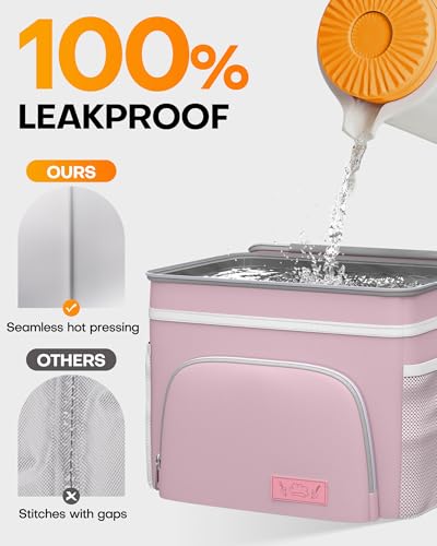 HOTOR Insulated Lunch Box for Men & Women - Leak-Proof Cooler Lunch Bag with 4 Pockets, Adjustable Strap, Ideal for Work, Picnic, Travel - Medium, Light Pink, 10.2"×6.9"×8.5" - color: Light Pink, size: 9l - 1 Tier