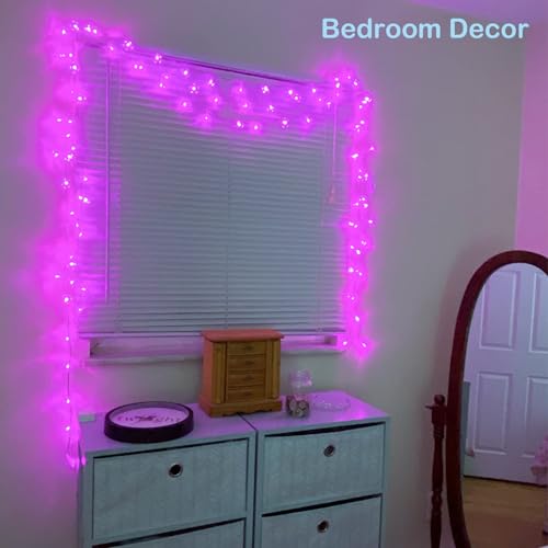 Fairy Flower String Lights Decor, USB & Battery Lighted Decorative Cute Cherry Blossom Indoor Bedroom Window Hanging, Novelty Floral Lamp for Christmas Easter Wedding Party Birthday Décoration (Pink) - color: 10ft Pink Flower Lights