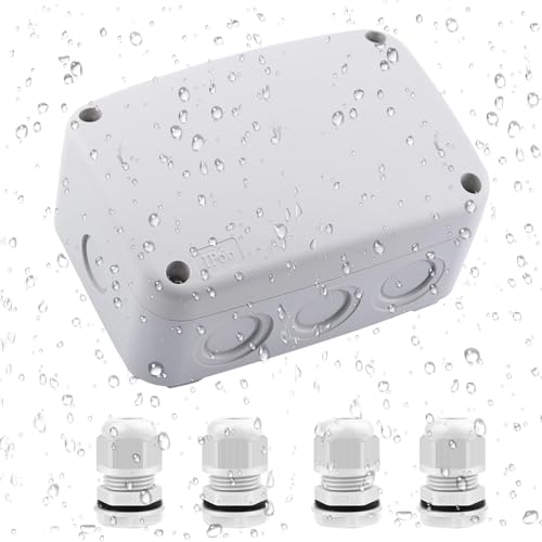 Outdoor Junction Box,Nineleaf White IP66 Weatherproof Electrical Project Boxes PVC/ABS Plastic Enclosure Box Universal Watertight 4.9 x 3.3 x 2.3 inch, with 4PK White 20mm Cable Gland Grey(1 Set) - color: White, size: Medium+4*M20