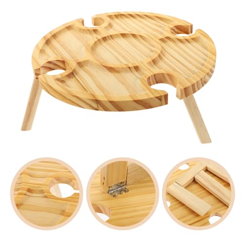 balacoo Portable Wooden Folding Wine Rack Table for Outdoor Picnic and Beach, Travel Wine Holder with Cup Slots, Lightweight Serving Desk for Patio and Lawn Use