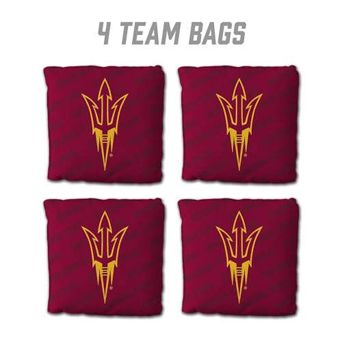 YouTheFan Officially-Licensed NCAA Set of 4 Cornhole Bags - All Weather Regulation 6” x 6” Size - 16oz Weight - Designed in USA - color: Arizona State Sun Devils - Maroon