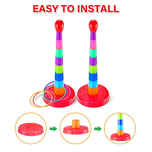 Sumind 2 Sets 18" Colorful Plastic Sport Ring Toss Game Set for Most Ages
